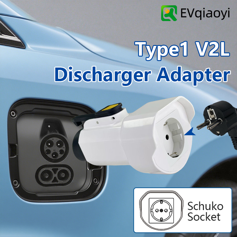 Outdoor Power Outlet - EVqiaoyi Typ1 V2L-Entladeadapter mit EU-Buchse, Fahrzeug-zu-Ladestecker