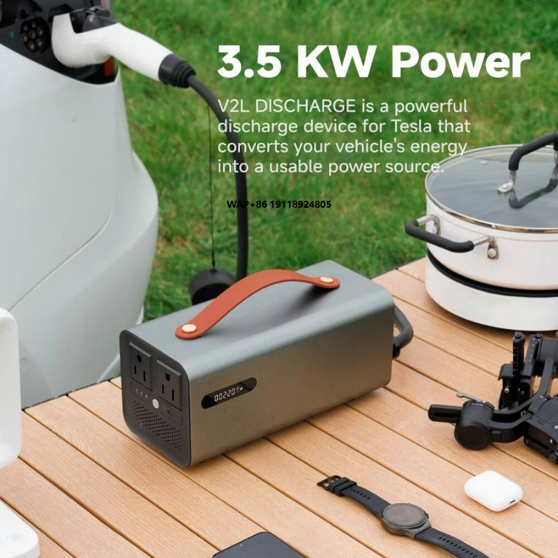 Outdoor Power Solutions - 3,5-kW-NACS-V2L-Entladestation für Elektrofahrzeuge zur Stromversorgung (3500W,