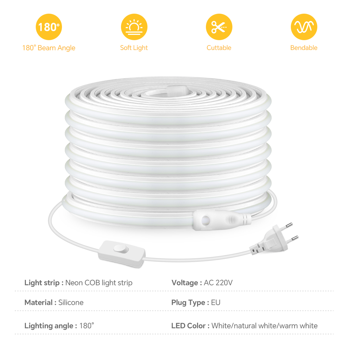 220V COB Led Streifen Hohe Dic – Outdoor Power Strip Weatherproof Bewertung und Preis