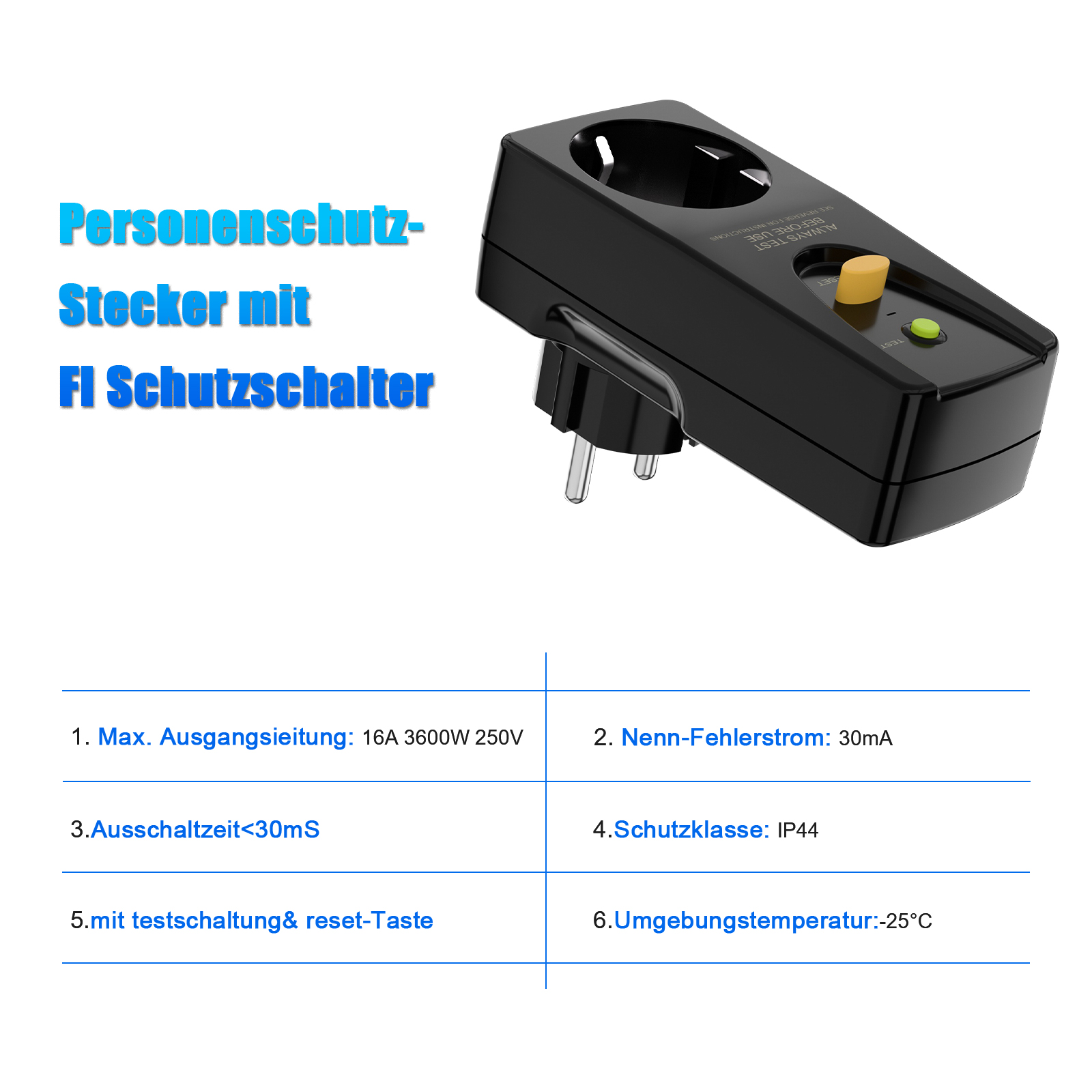 16A Leckageschutzstecker EU Pe – Outdoor Power Outlet Bewertung und Preis